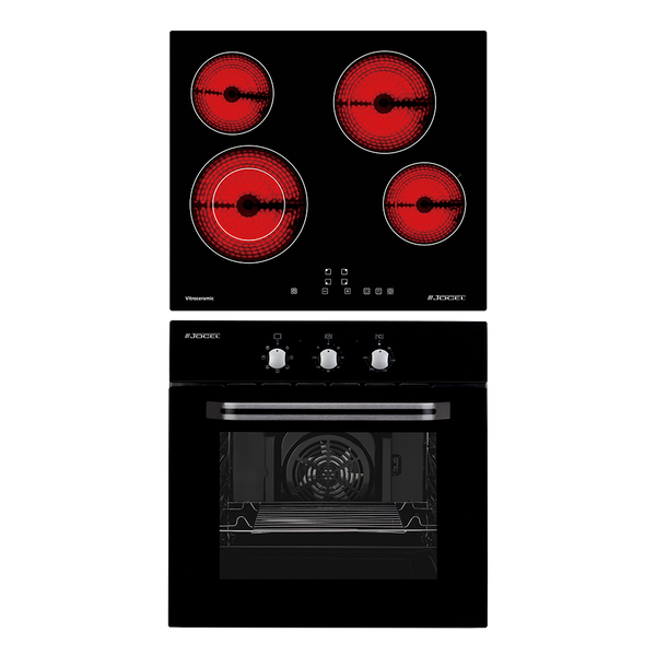 Pack Placa Vitrocerâmica 4 zonas e Forno Preto JOCEL