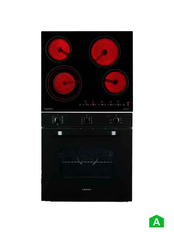 Pack Placa Vitrocerâmica 4 zonas e Forno Preto JOCEL